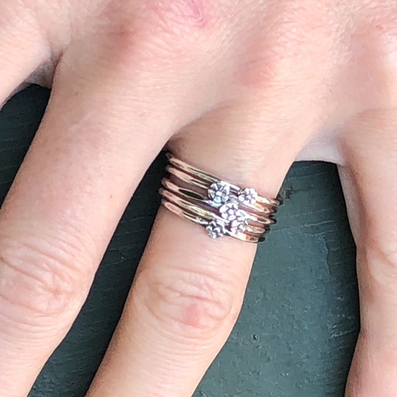 Silver, Flower, Stacking Ring - Picture 7 of 11